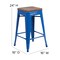 Merrick Lane Dalton Series Backless Metal Dining Stool with Wooden Seat for Indoor Use